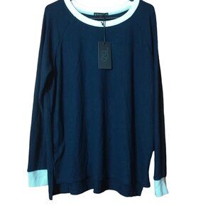 Gibson Look Women's Large Long Sleeve Blue Pullover Sweater Casual Classic NEW